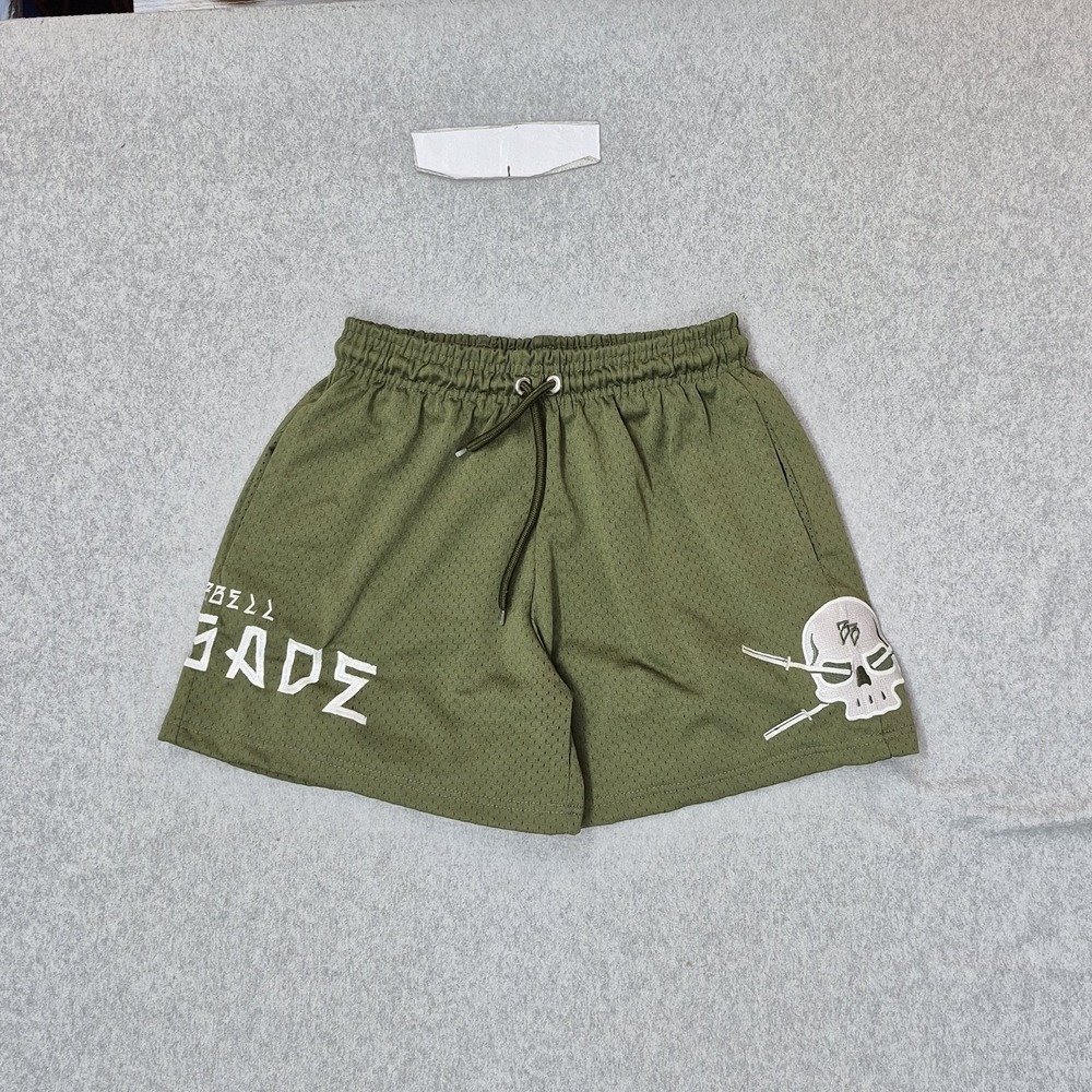 Barbell Brigade Men Activewear Shorts S Green Embroidered Athletic Shorts Mesh